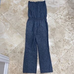 Strapless Chambray Jumpsuit w/ cinched waist - S